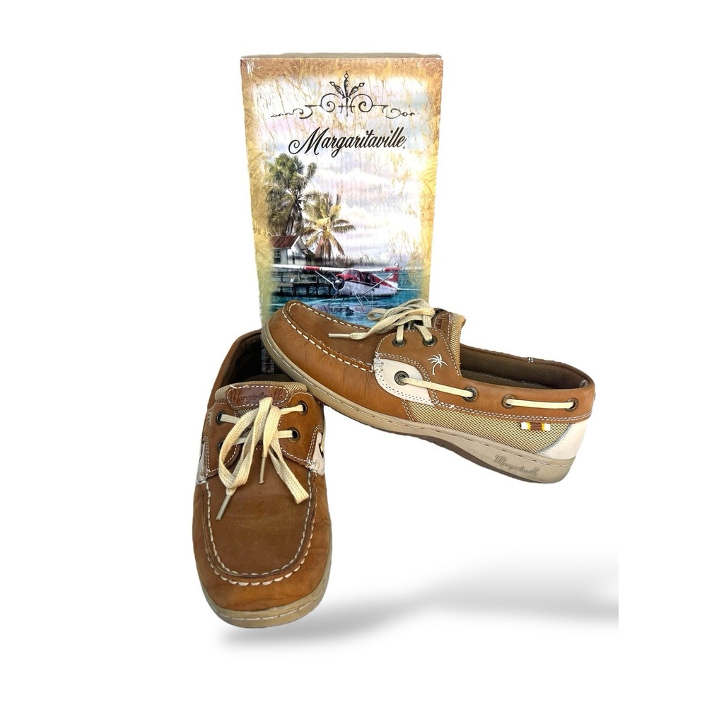 Margaritaville Boat‎ Shoes Size 8 Women's (6.5 Men's) Leather Upper Lace-up